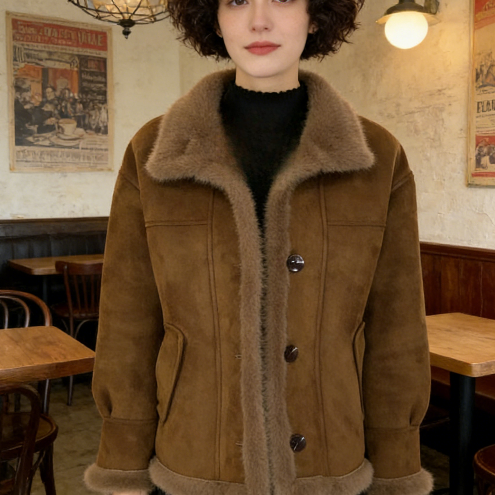 两面穿毛毛一体外套女2025年冬季显瘦保暖中老年上衣女