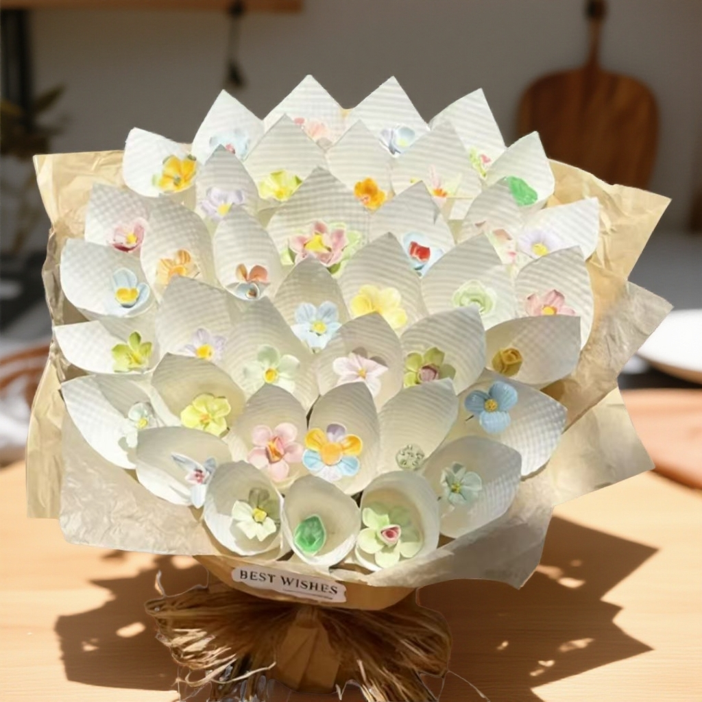 景德镇手工陶瓷花束生日礼物送女生送闺蜜小清新手捧仿真创意假花