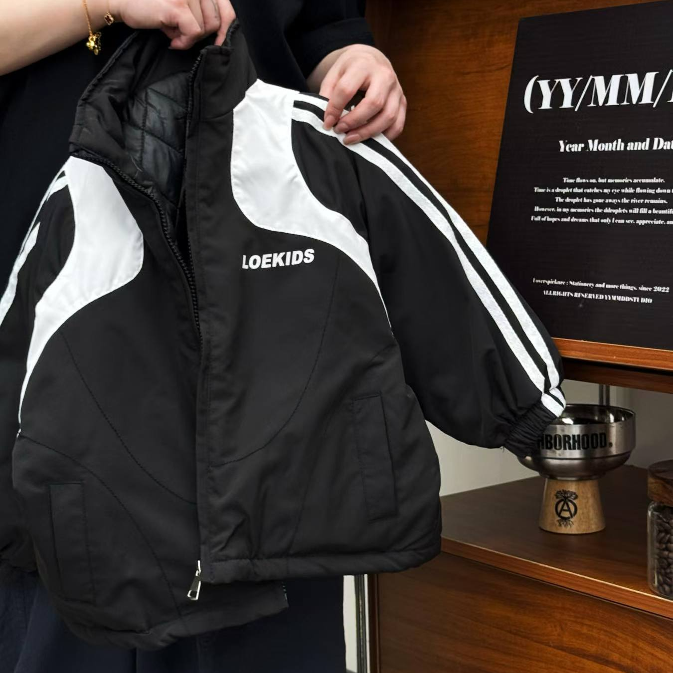 （内里夹棉）新款男童拼接外套中大童宝宝秋冬款韩版加厚棉衣洋气潮