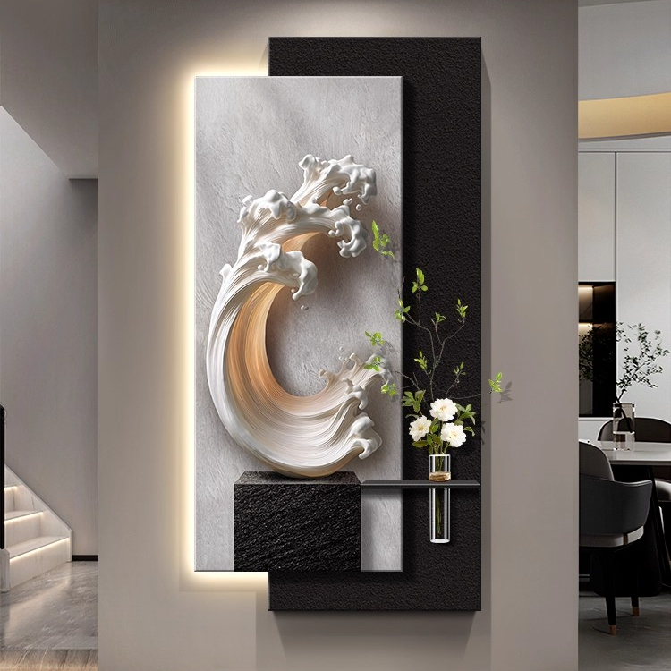 现代高级感走廊风生水起寓意好挂画尽头壁画正对门入户玄关装饰画