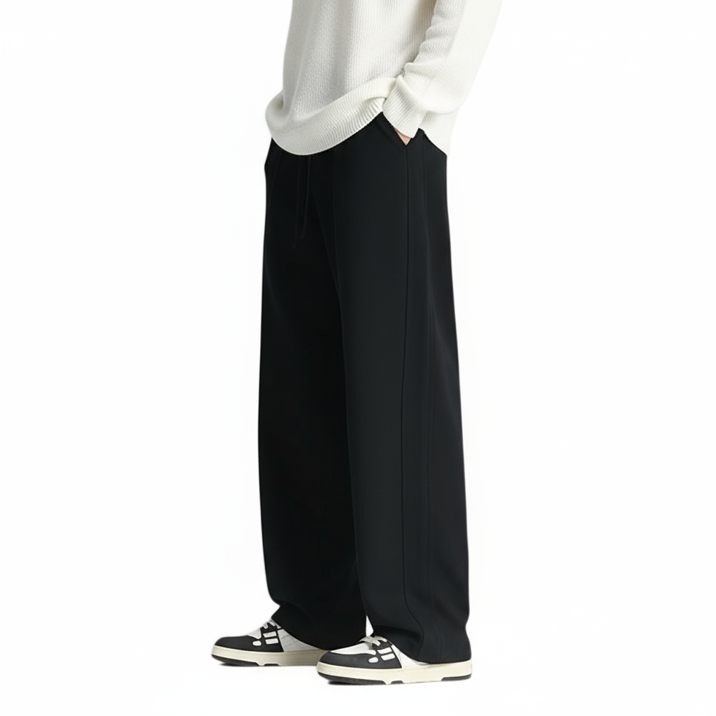 秋冬休闲男裤空气棉宽松抗皱易打理显高瘦直筒长裤运动松紧腰卫裤