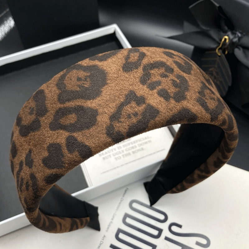 新款豹纹发箍甜美欧美风原创设计气质头饰女士韩版头箍发卡压发