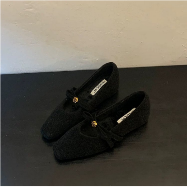 法式小香风毛呢加绒玛丽珍女鞋2025秋冬新款内增高气质浅口单鞋子