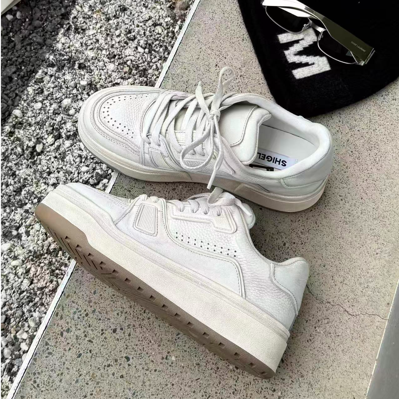 诗歌兰真皮女鞋2025秋新款时尚百搭复古做旧檫色系带显瘦休闲板鞋