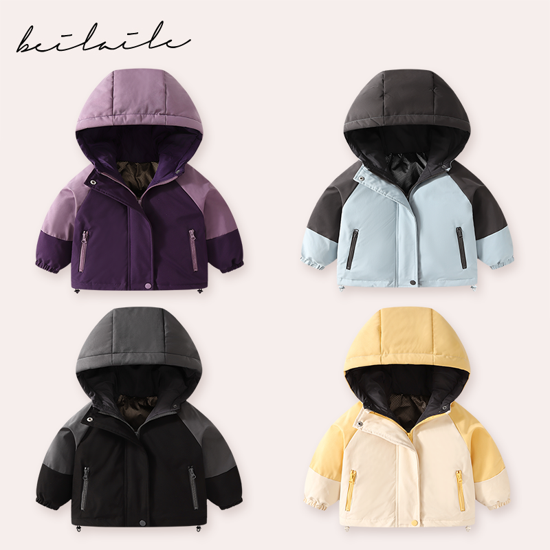 【拼色三防羽绒服  】婴儿童羽绒服男女宝宝羽绒连帽外套KK
