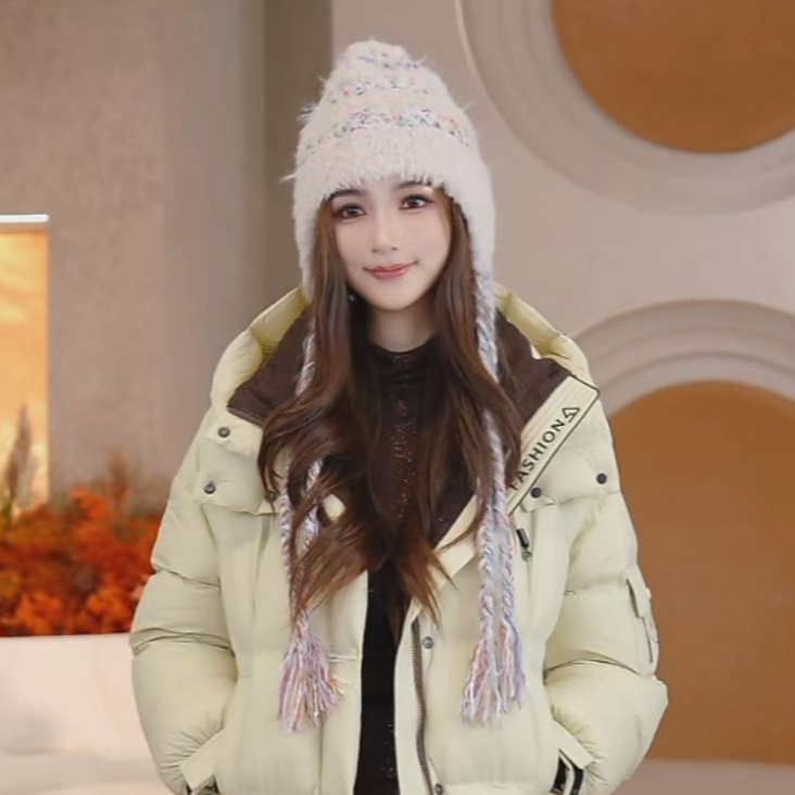 COCO BECCI 彩色辫子可爱风针织毛线帽CFLJD197012