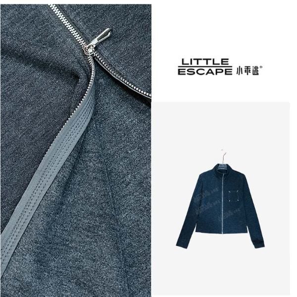 小乖逃双色！时尚灰色黑色外套立领单口袋马吉正肩拉链外套TS8062