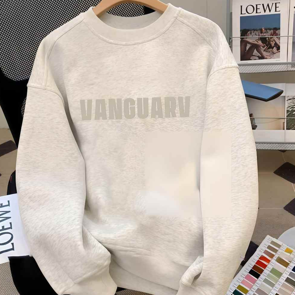 字母标语印花重磅美式圆领卫衣男女加绒加厚秋冬季宽松潮流打底衫