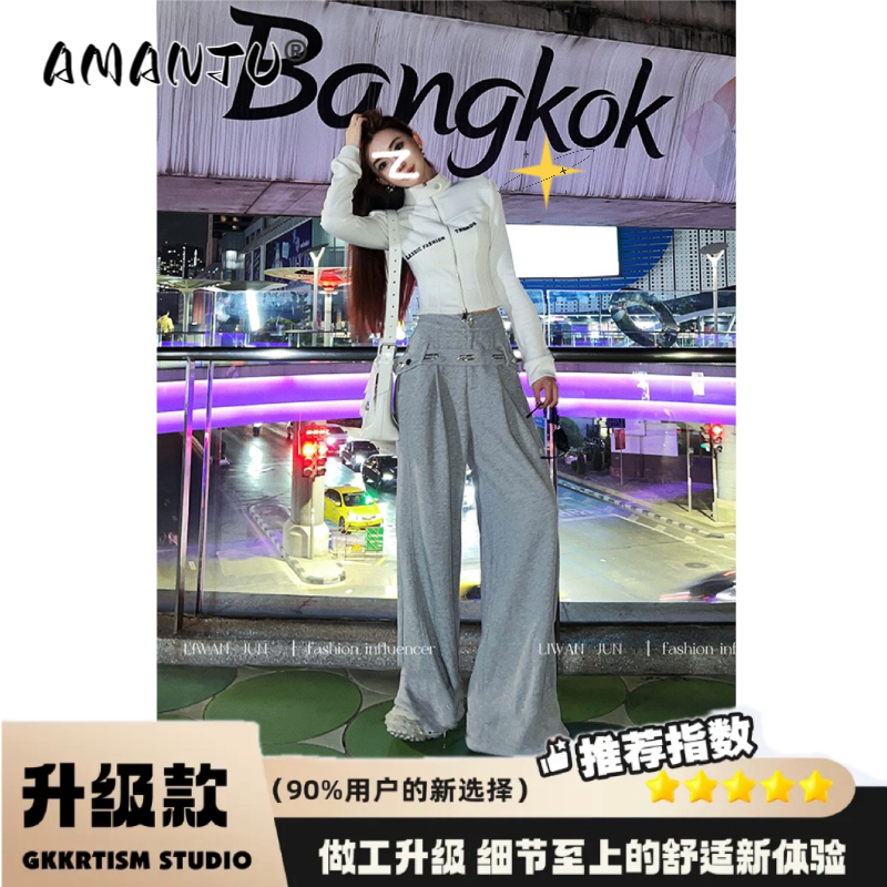 韩系印花外套女春秋新款设计感小众修身显瘦甜酷短款百搭套装1463
