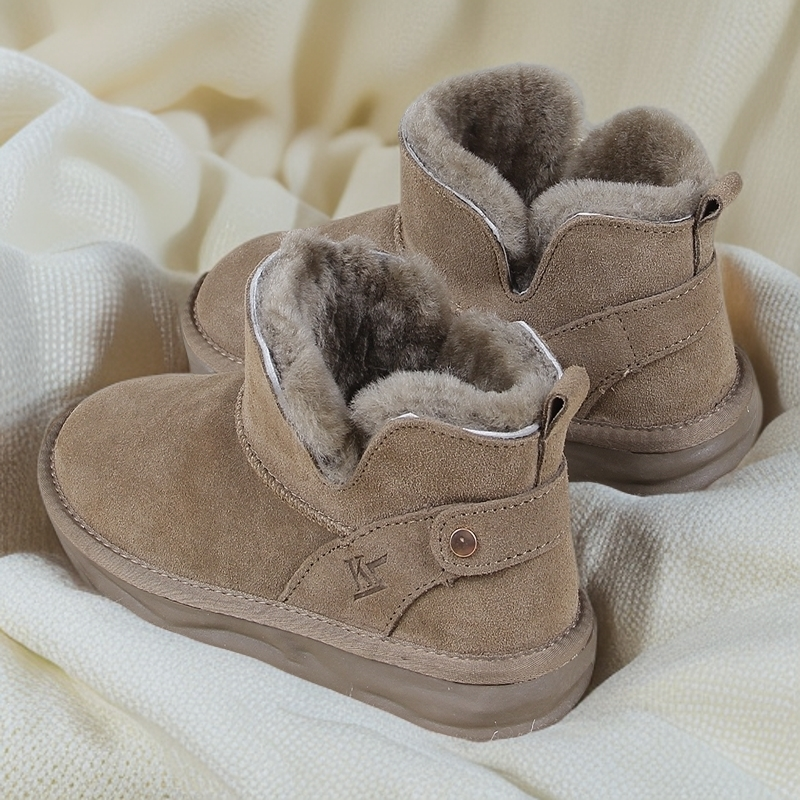 新百伦雪地靴女2025冬新款加绒加厚短筒平底防滑东北保暖厚绒棉鞋