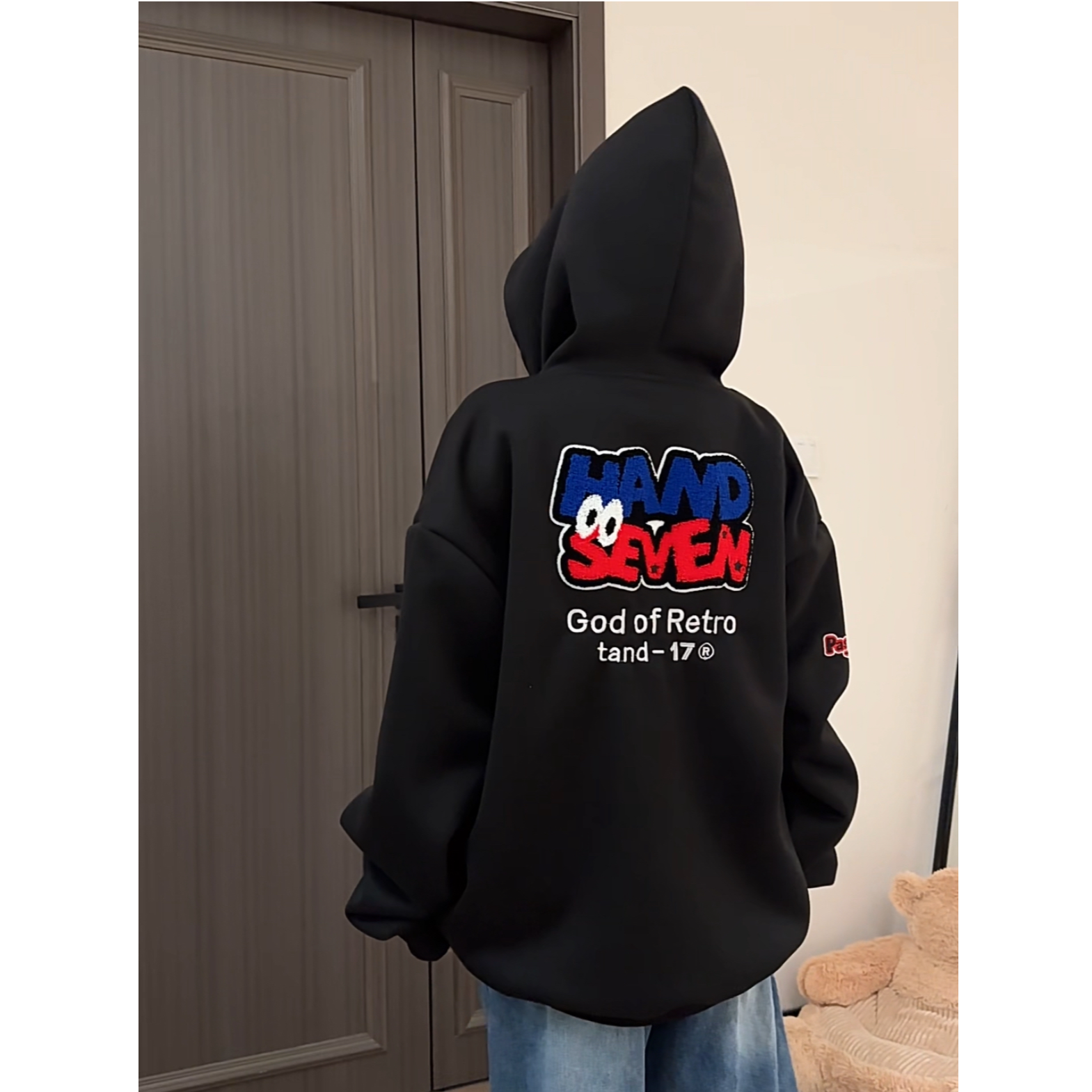 HandSeven重磅美式男女秋冬新款休闲刺绣连帽百搭春秋款女卫衣