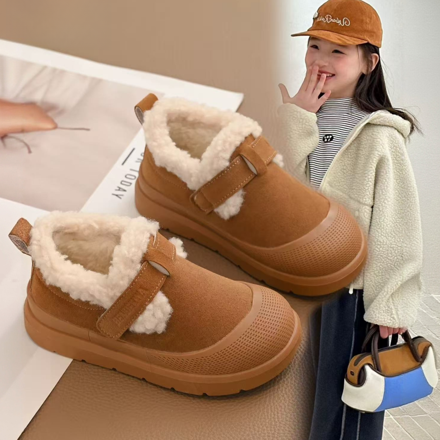 百搭厚底加绒保暖防滑软底韩版时尚休闲外穿冬季雪地靴毛毛鞋豆豆