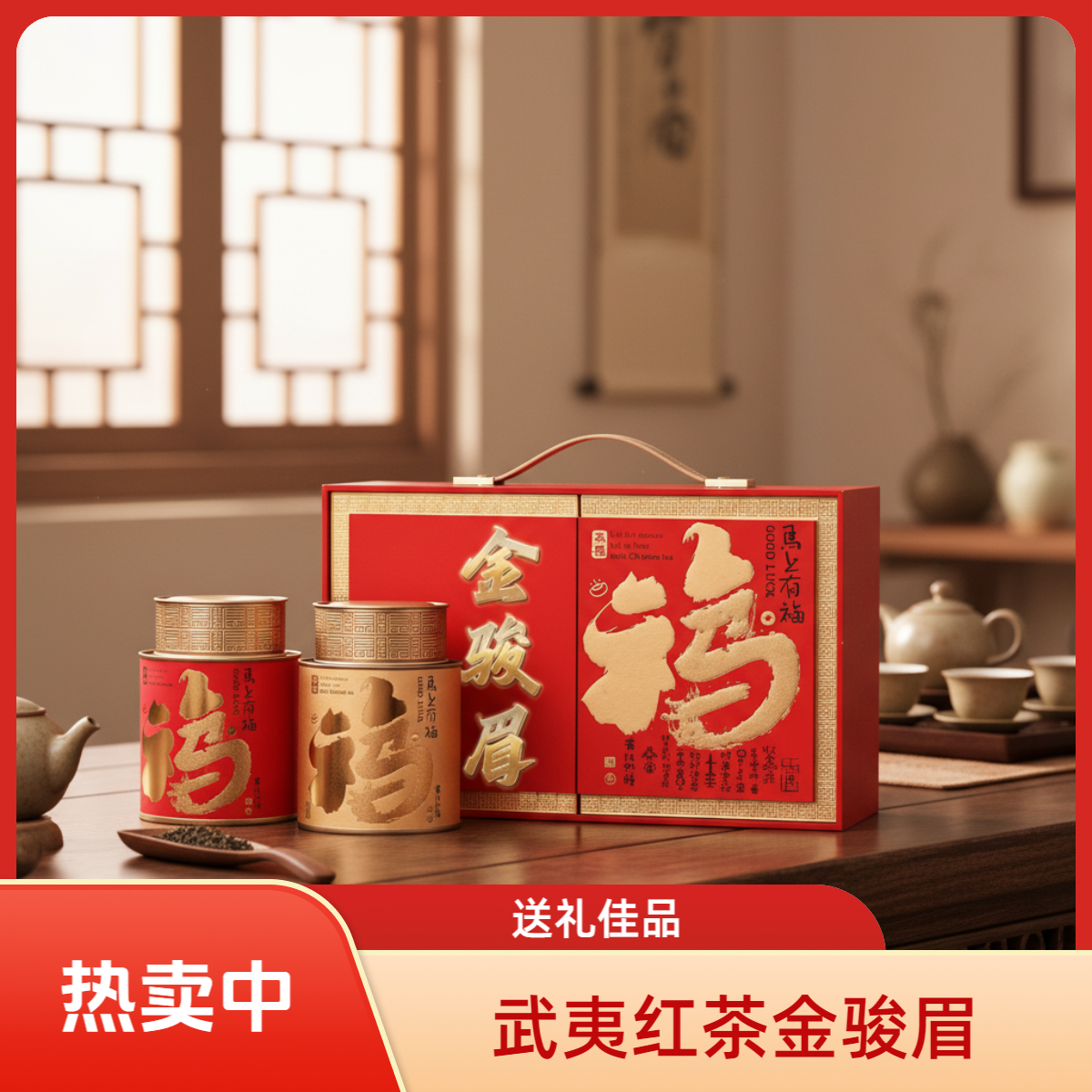 金骏眉红茶茶叶礼盒装特级正宗武夷山金骏眉500g高档年货送礼长辈