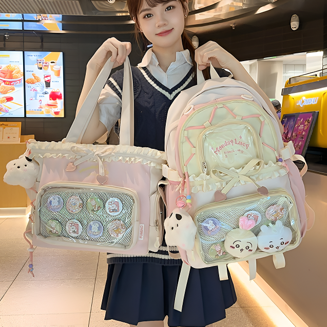 高颜值ins可爱书包女小学生初中生大容量双肩包高中生痛包背包女