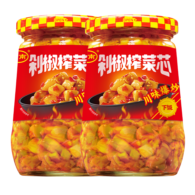 川南剁椒榨菜芯335g瓶装拌饭酱下饭咸菜早餐佐餐配粥红油下饭菜