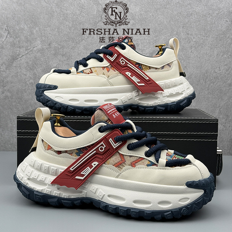 法莎尼亚老爹鞋男2026春季新款透气运动鞋时尚百搭增高刺绣休闲鞋