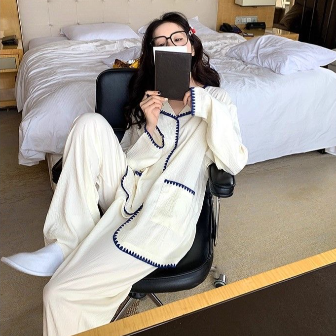 长裤宽松常规秋季长袖家居服家居服套装睡衣网红套装