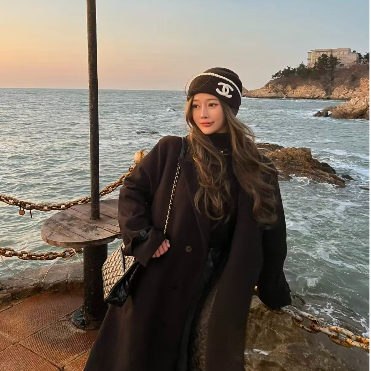 重磅欧美ins帽子香风双C针织秋冬字母百搭冷帽保暖冷帽毛线帽时尚