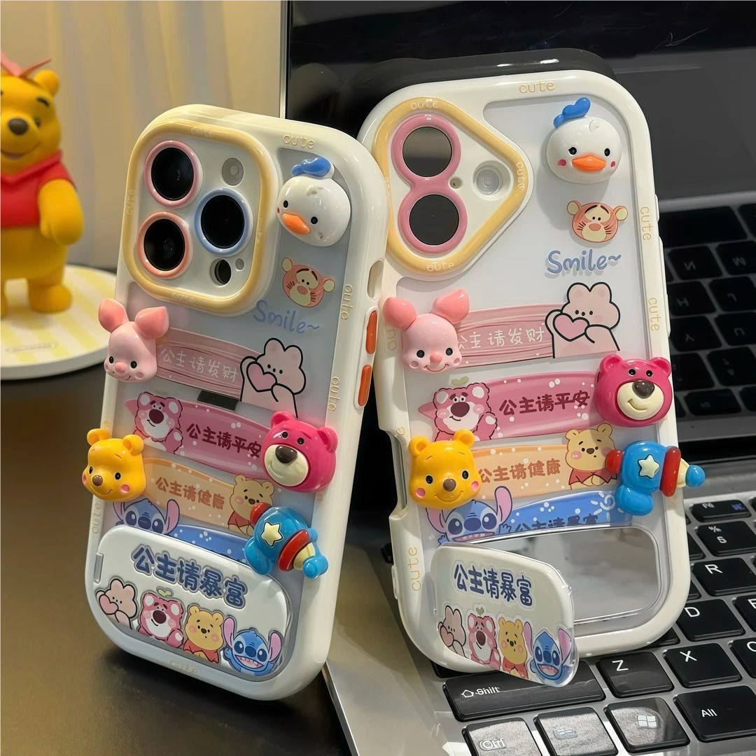 适用iPhone17/16promax可爱草莓熊手机壳小米17/15维尼熊红米K90