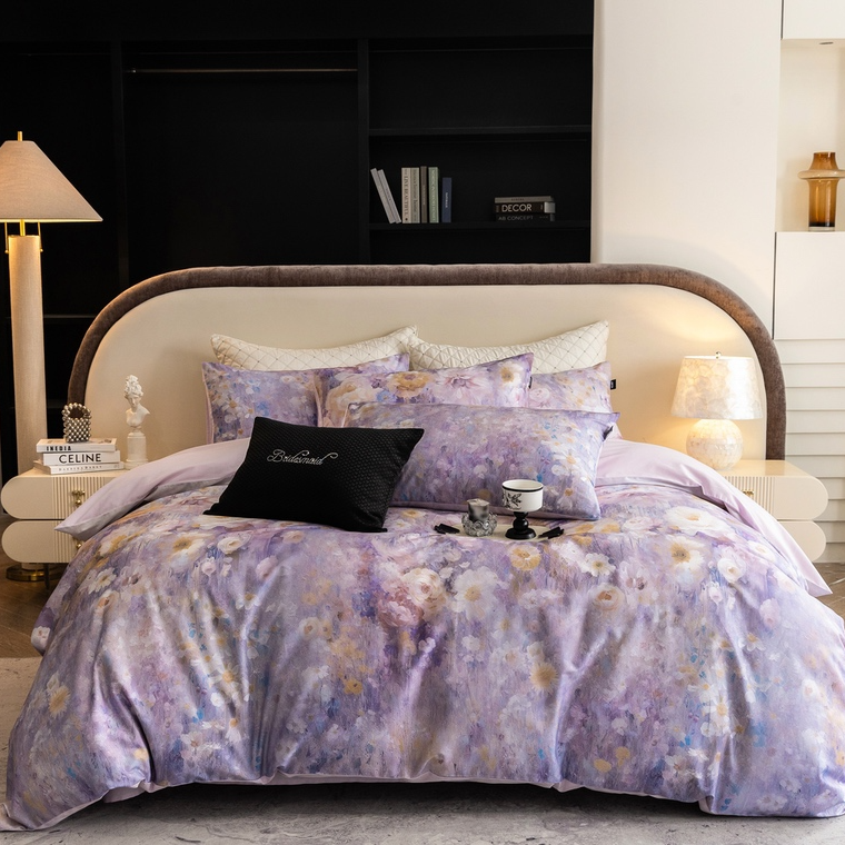 【新疆棉贺娇龙专场】佑家数码印花四件套-莫奈-紫/花雾/樱雪