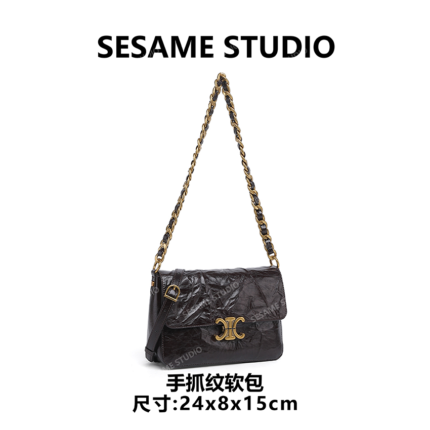 芝麻集】QYX-9959-1-可可棕RAIN.CUN休闲时尚百搭腋下轻奢女包