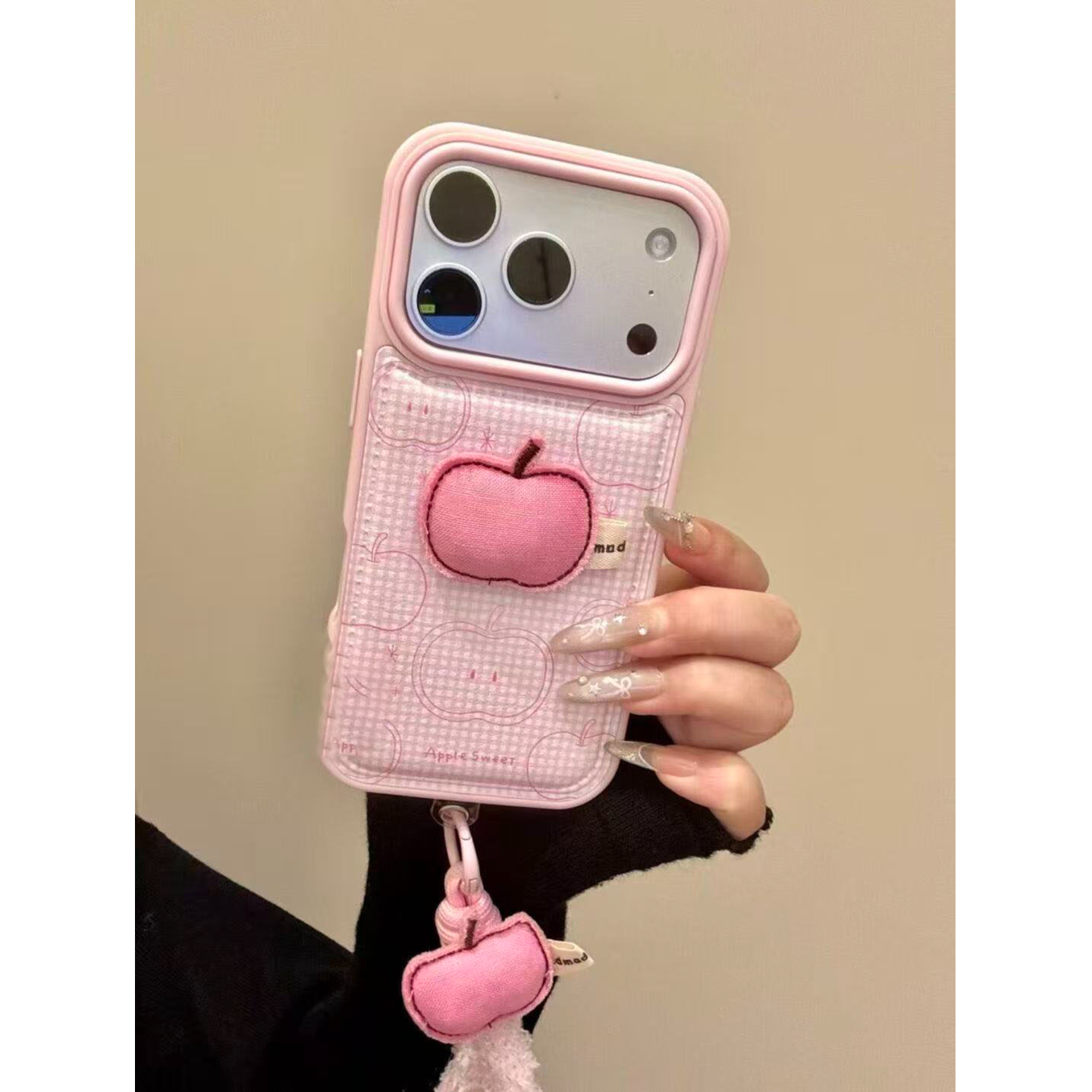 黎宵线条格子苹果适用苹果17PRO手机壳iPhone15/16新款14鼓包13女