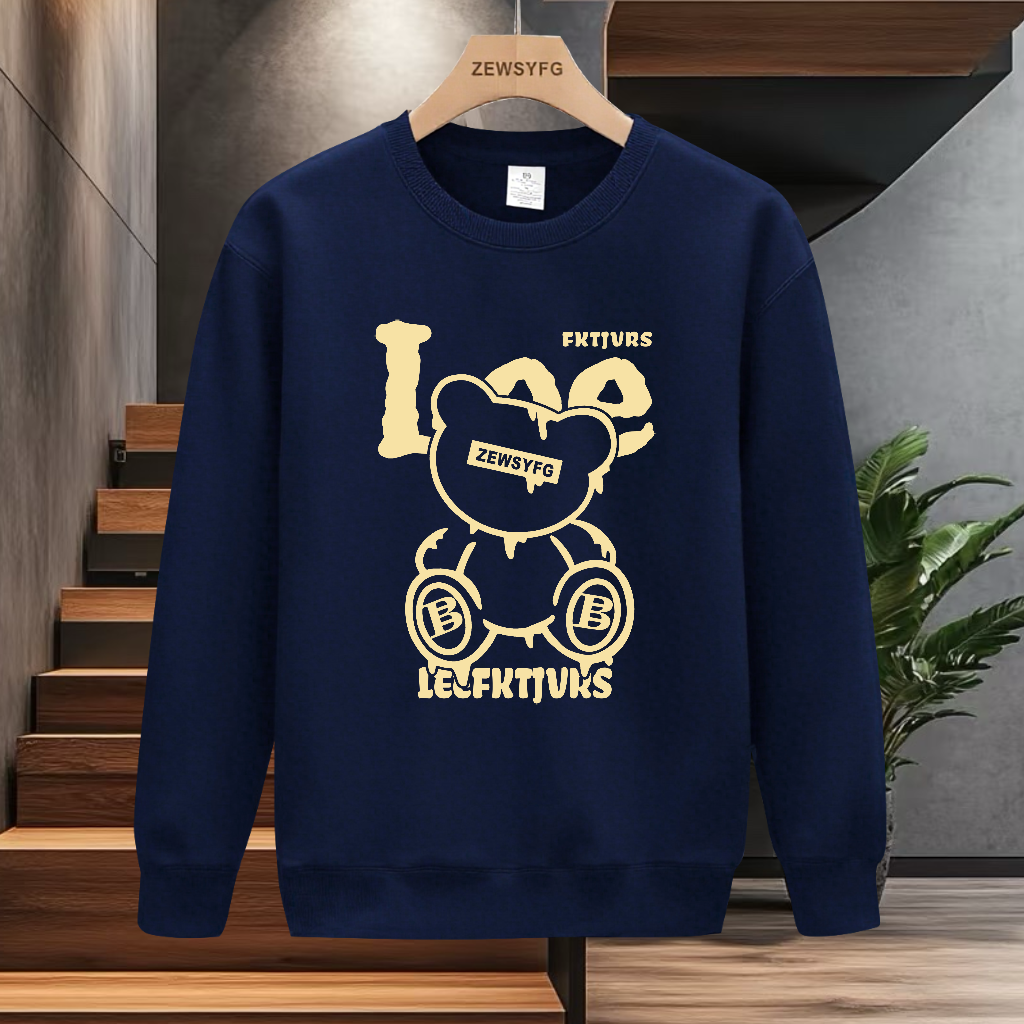 美式痞帅潮流宽松百搭长袖潮牌套头卫衣青年男款休闲加绒圆领上衣