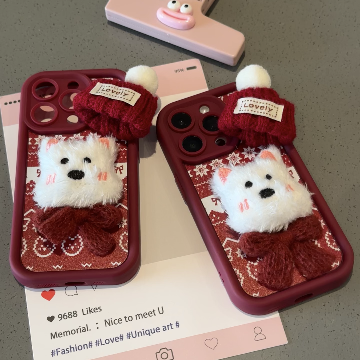 欧克里里费尔岛风毛绒帽小狗适用苹果16promax手机壳华为vivo小米