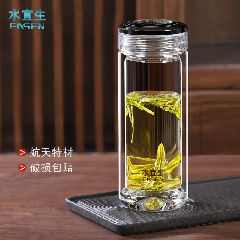水宜生【直播专享】大容量高硼硅玻璃网红随手杯车载杯水滴杯手工