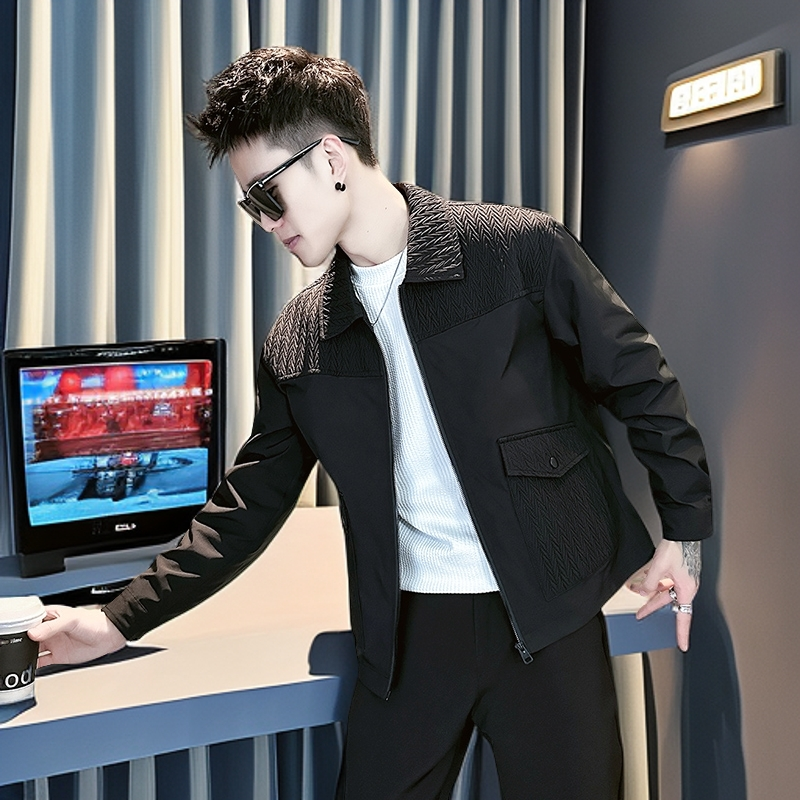 春秋休闲男款拼接夹克上衣服潮牌痞帅外套男装秋季款爆款2025新款