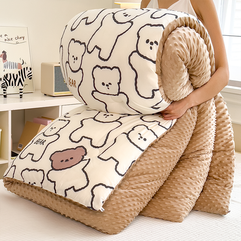 卡通豆豆绒加厚冬被芯加绒保暖200x230cm双人被宿舍专用秋冬被子