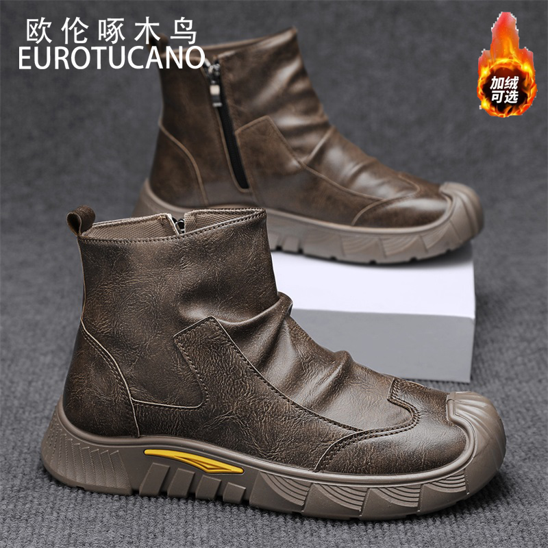 欧伦啄木鸟EUROTUCANO2025秋冬新款马丁靴复古工装鞋潮流高帮男士