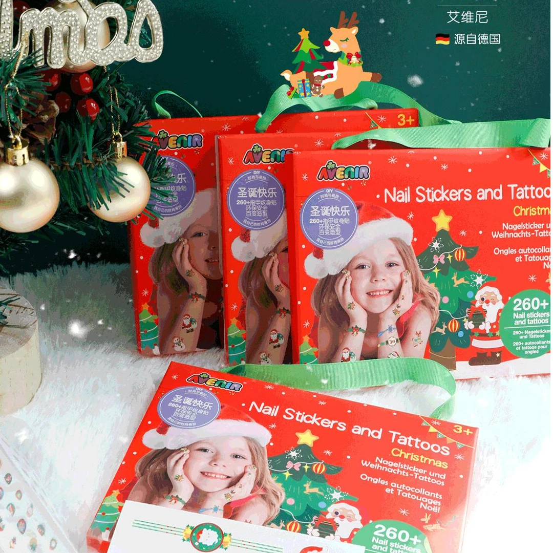 圣诞节贴纸 德国AVENIR艾维尼彩色纹身贴系列儿童diy玩具脸贴手腕