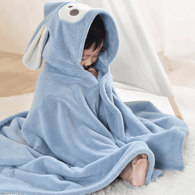 【四季款】婴儿浴巾洗澡珊瑚绒加厚披风斗篷儿童带帽吸水浴袍