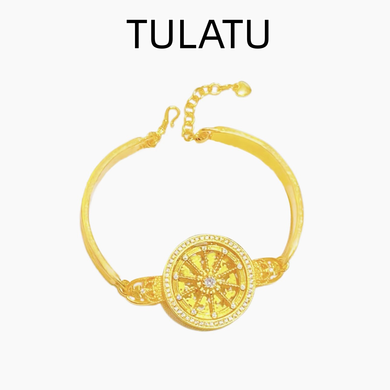 铜合金合成锆石手镯 幸运皇冠马车罗盘手镯旋转新中式复古手表盘