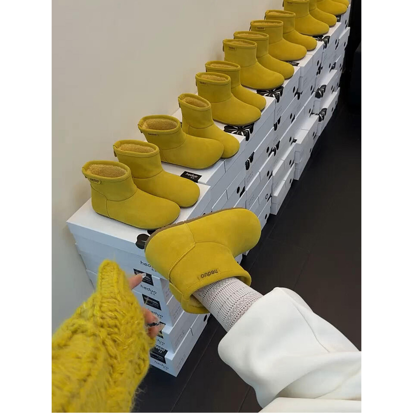 悦悦专属  勃肯短靴2025冬季新款皮毛一体雪地靴加绒保暖毛毛棉鞋