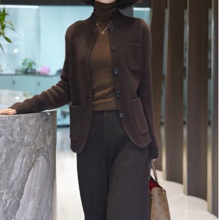 【中式两件套】秋冬款气质复古外穿遮肉轻奢外套+堆领长袖内搭H012