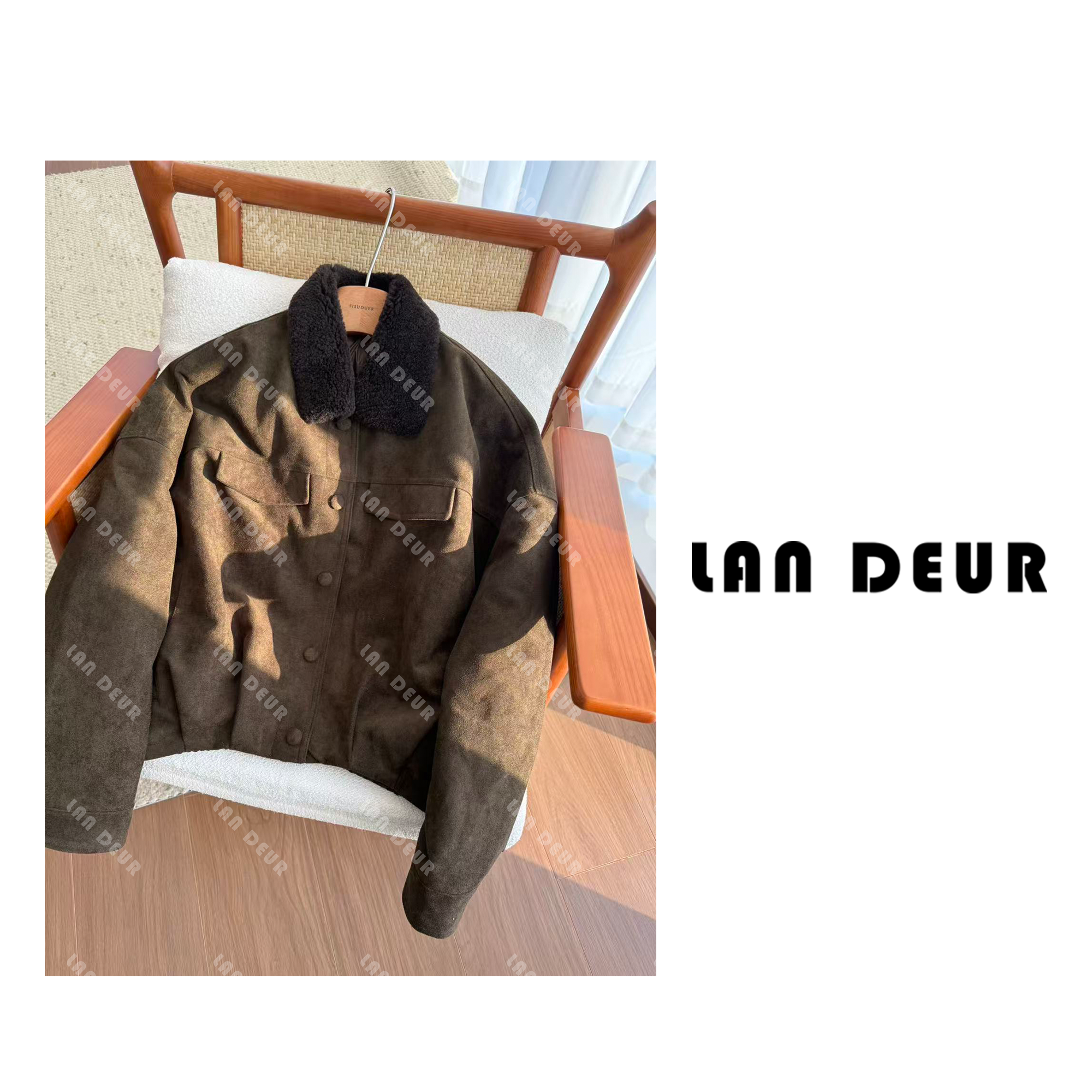 【松露牧歌】复古巴恩风麂皮绒拼接羊皮毛一体翻领休闲保暖鹅绒服