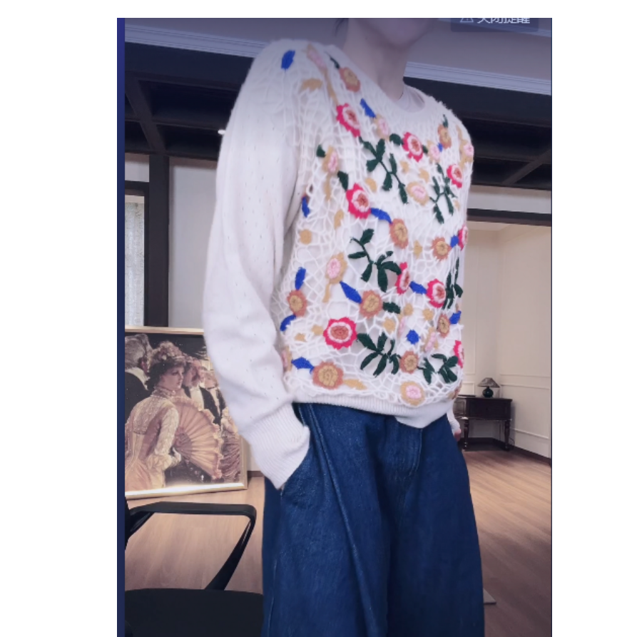 纯手工 镂空花朵 山羊绒 毛衣针织衫 MY0618