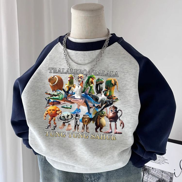 通通木棍国外山海经春秋儿童拼接拼接卫衣童装潮牌周边衣服秋冬