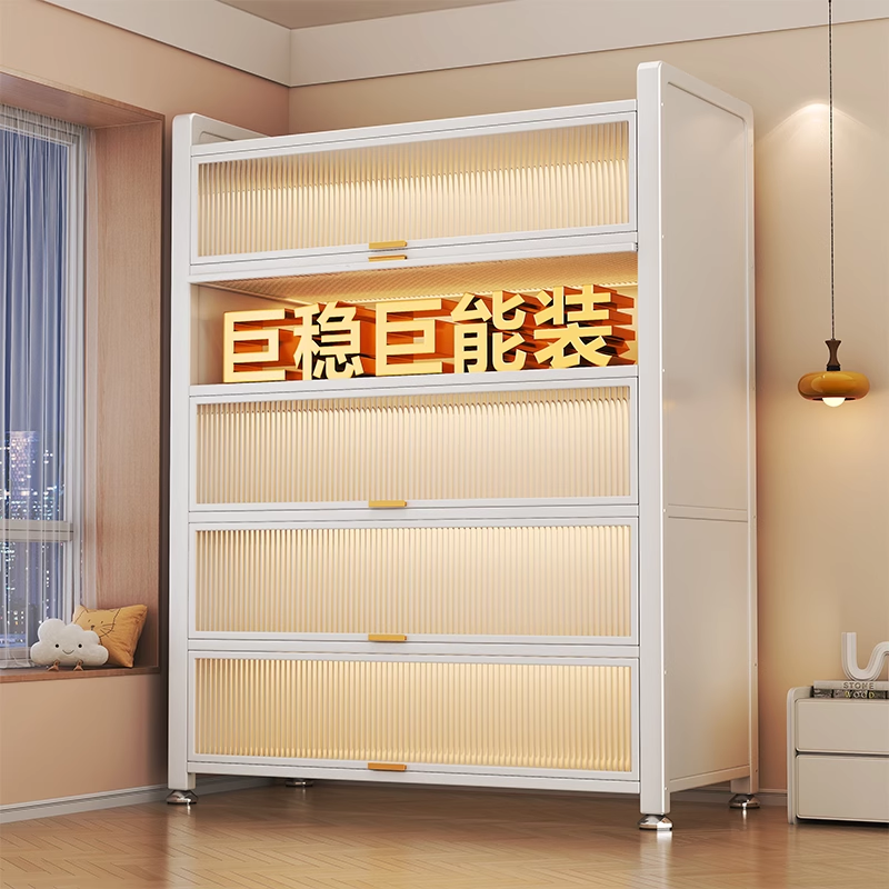 厨房置物架落地多层收纳柜子微波炉家用带门碗柜厨房收纳柜