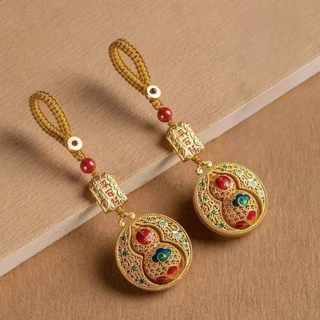 【先生推荐】蛇年新款创意金色平安葫芦钥匙扣挂件福禄挂饰驾车用品