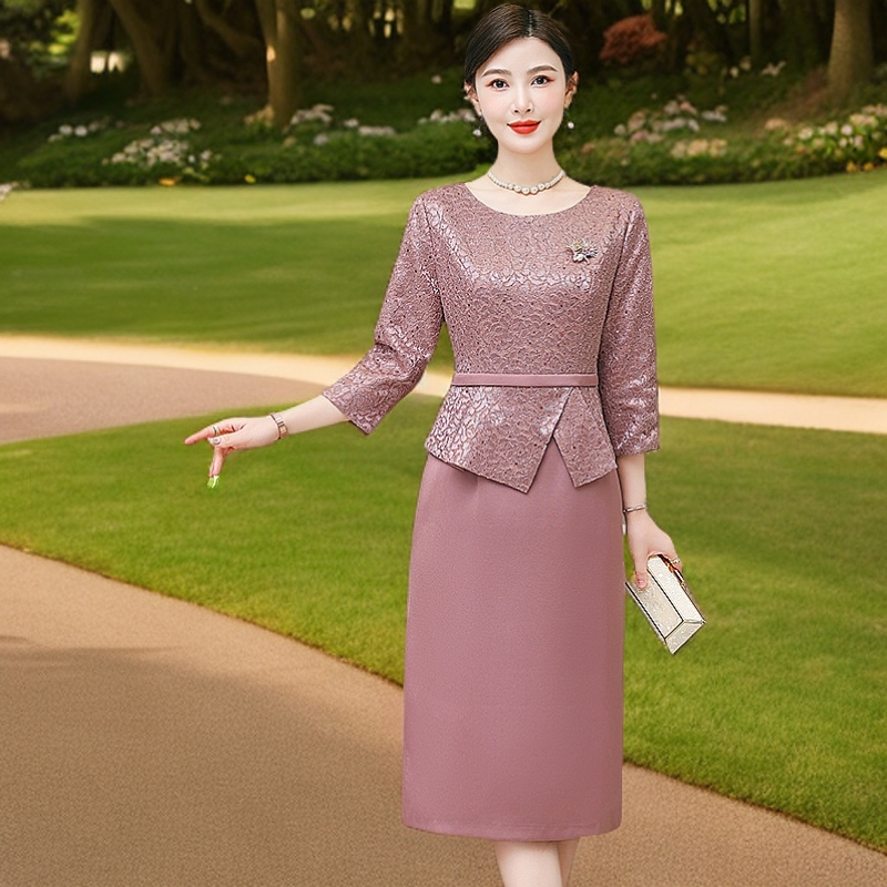 喜妈妈礼服气质旗袍2025新款春装高端结婚喜婆婆婚宴装连衣裙年轻