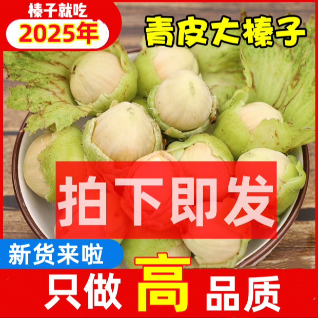 [新货来啦]2025年青皮水仁大榛子新货新鲜带绿皮水瓤送钳子