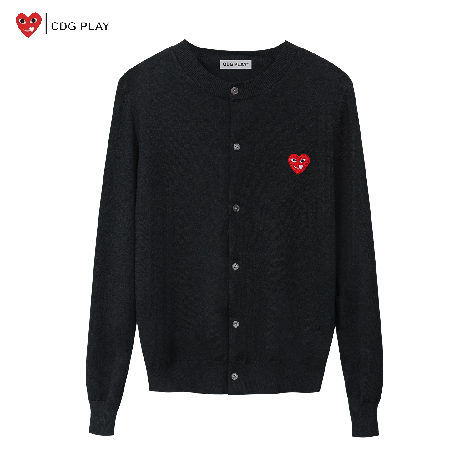 CDG PLAY爱心经典轻奢圆领针织开衫女款2025秋冬时尚长袖针织外套