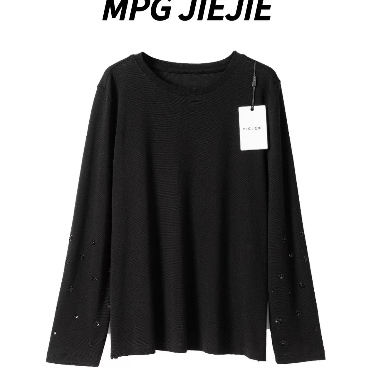 【风铃】25早秋莱赛尔绵羊毛袖口小花T恤打底衫