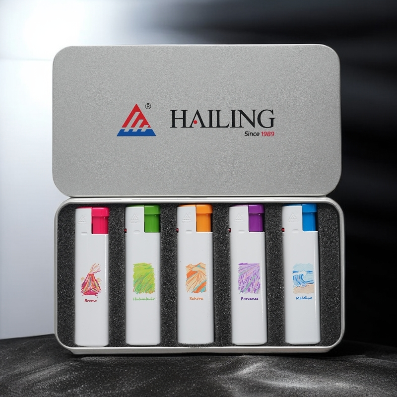 海灵ART艺术彩绘礼盒INS金属直冲防风打火机创意家庭用品套装送礼