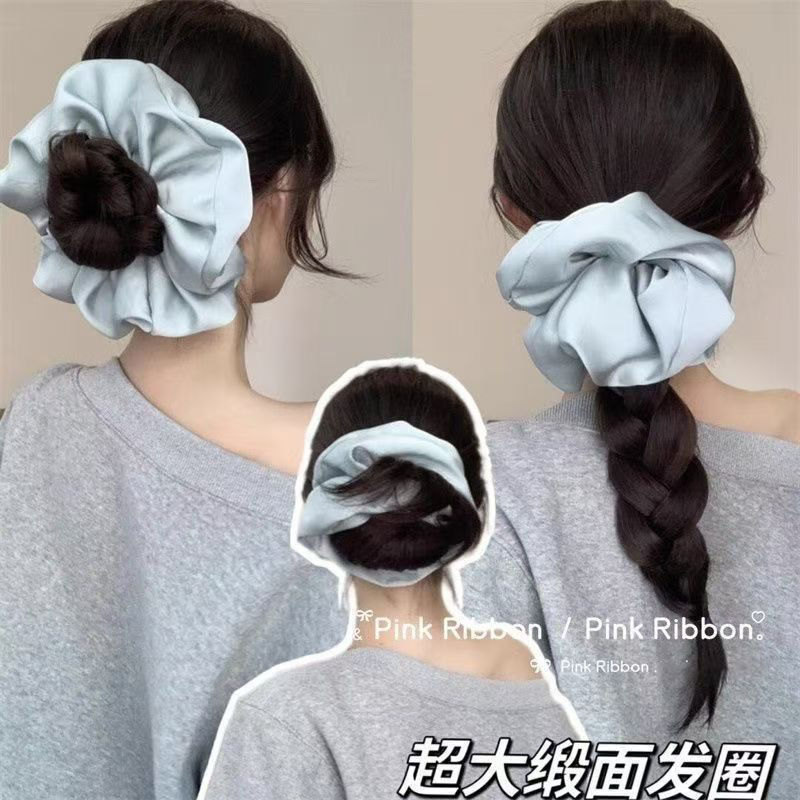超大奶油光泽感缎面大肠圈超温柔百搭气质高级大号发圈头饰爆款
