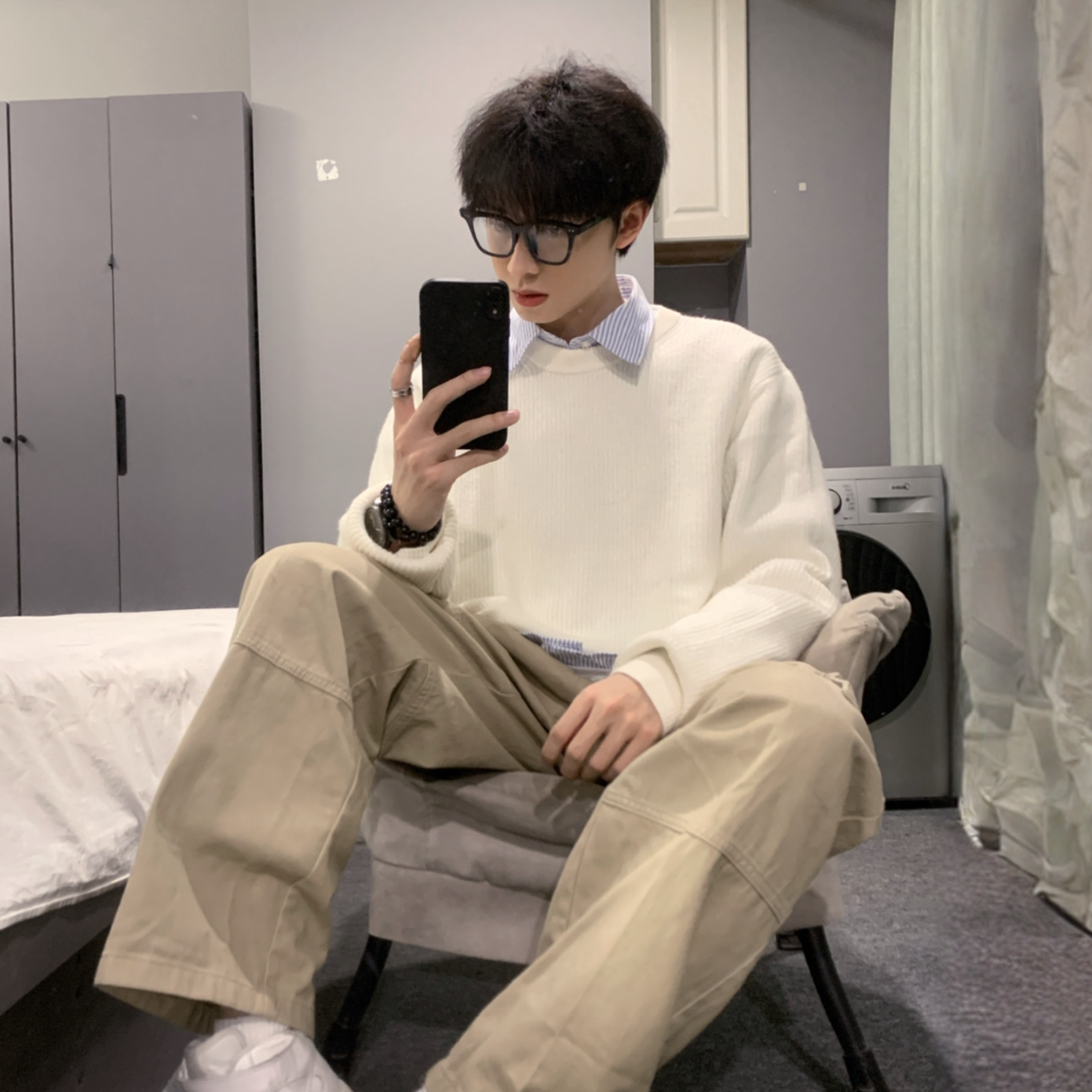 美式cleanfit大码针织衫毛衣男款爆款2025新款秋冬百搭内搭打底衫