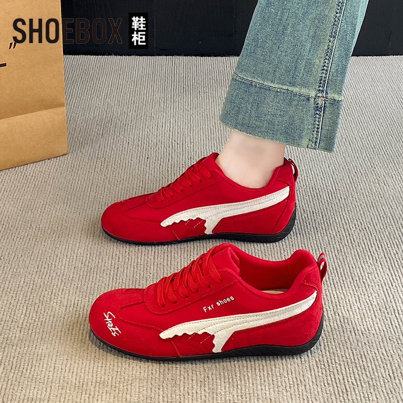 SHOEBOX鞋柜时尚百搭复古德训鞋2025新款夏季超火阿甘休闲女鞋